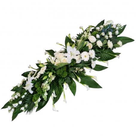 DESSUS DE CERCUEIL BLANC RETOMBANT